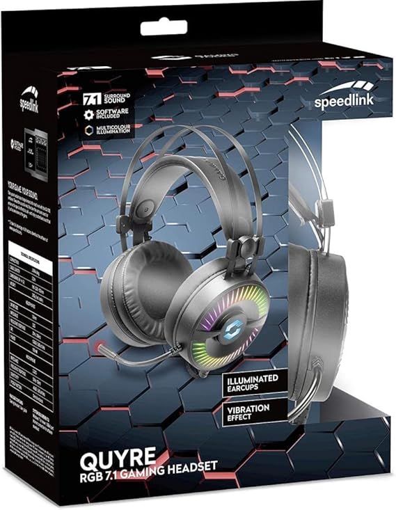 Speedlink Quyre RGB 7.1 Gaming Headset Surround Sound MicroPhone Boom