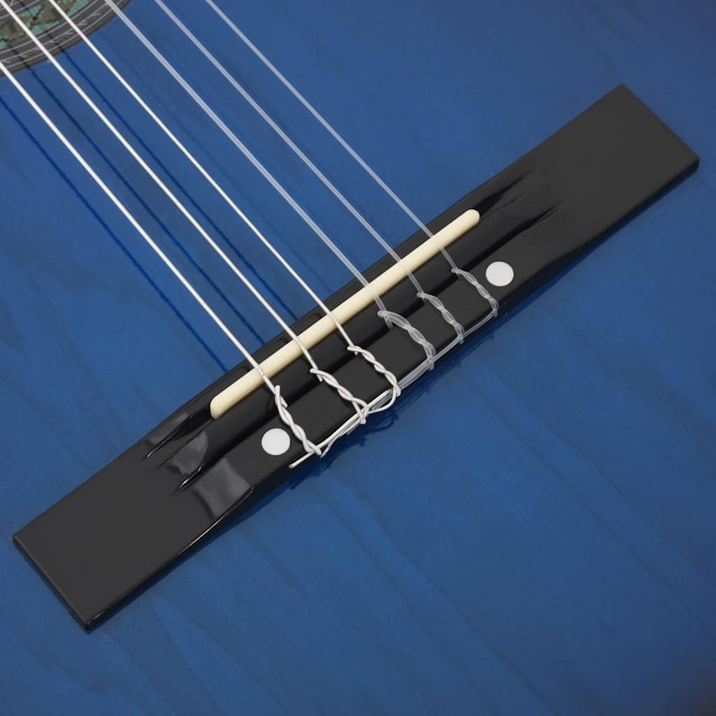 12 Piece Classical Guitar Beginner Set Blue 4/4 39"