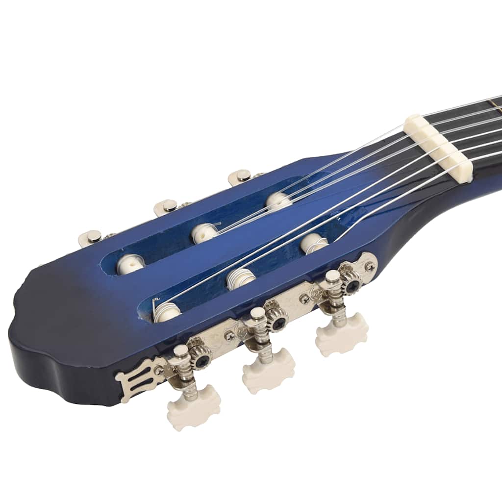 12 Piece Classical Guitar Beginner Set Blue 4/4 39"
