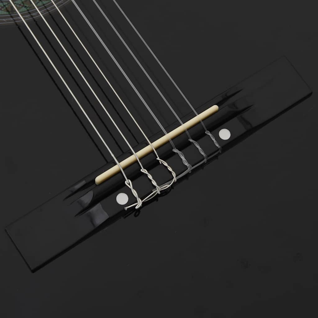 12 Piece Classical Guitar Beginner Set Black 4/4 39"