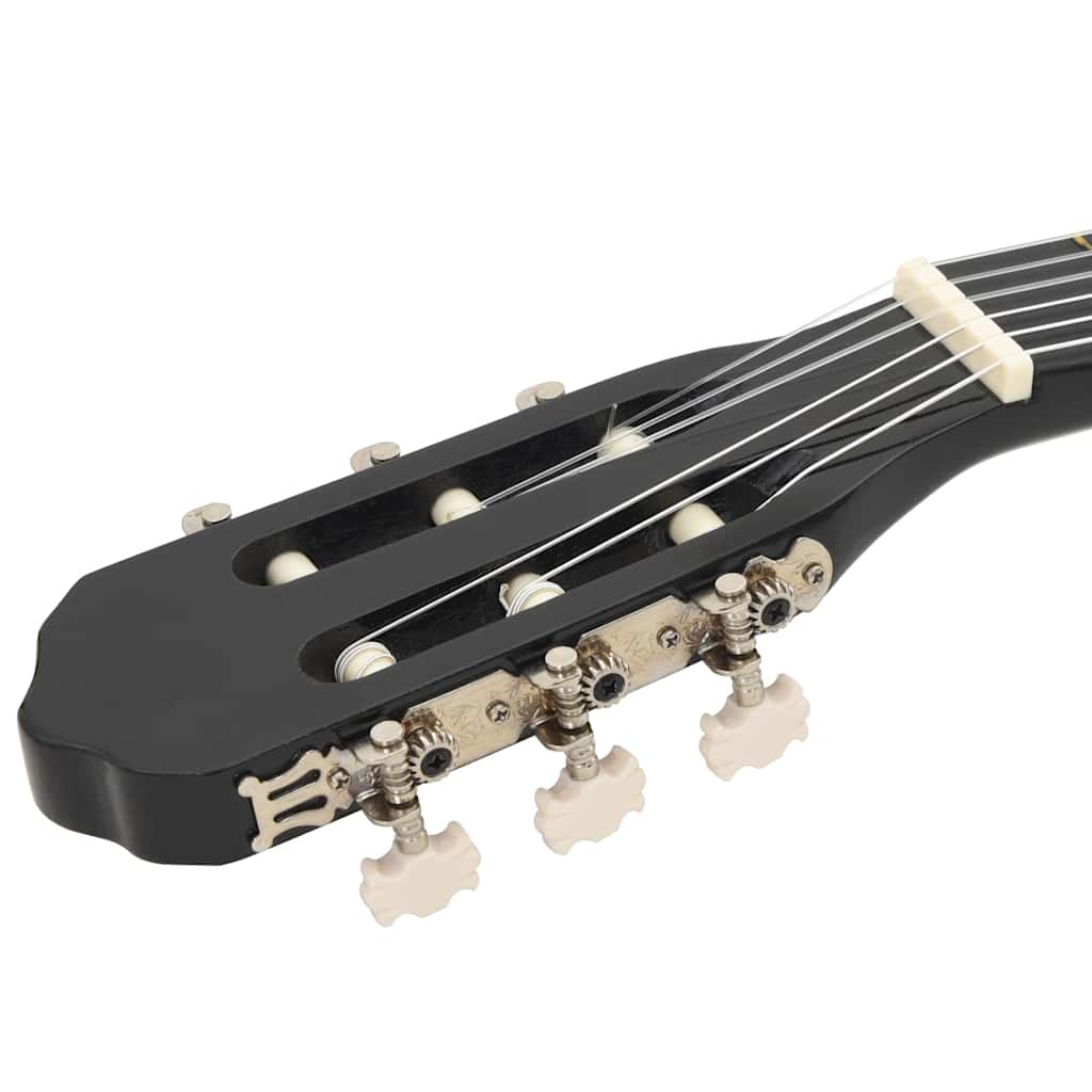 12 Piece Classical Guitar Beginner Set Black 4/4 39"