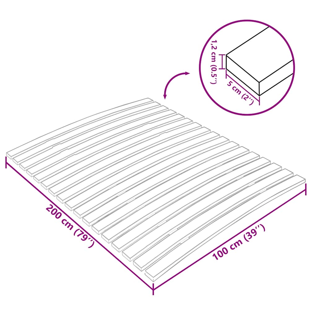 Bed Slats Replacement with 17 Slats 100x200 cm