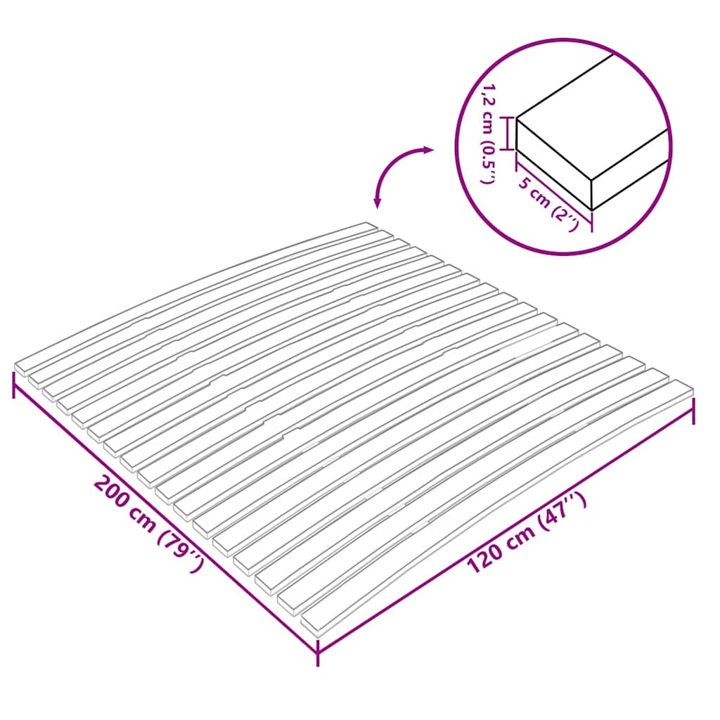 Bed Slats Replacement with 17 Slats 120x200 cm