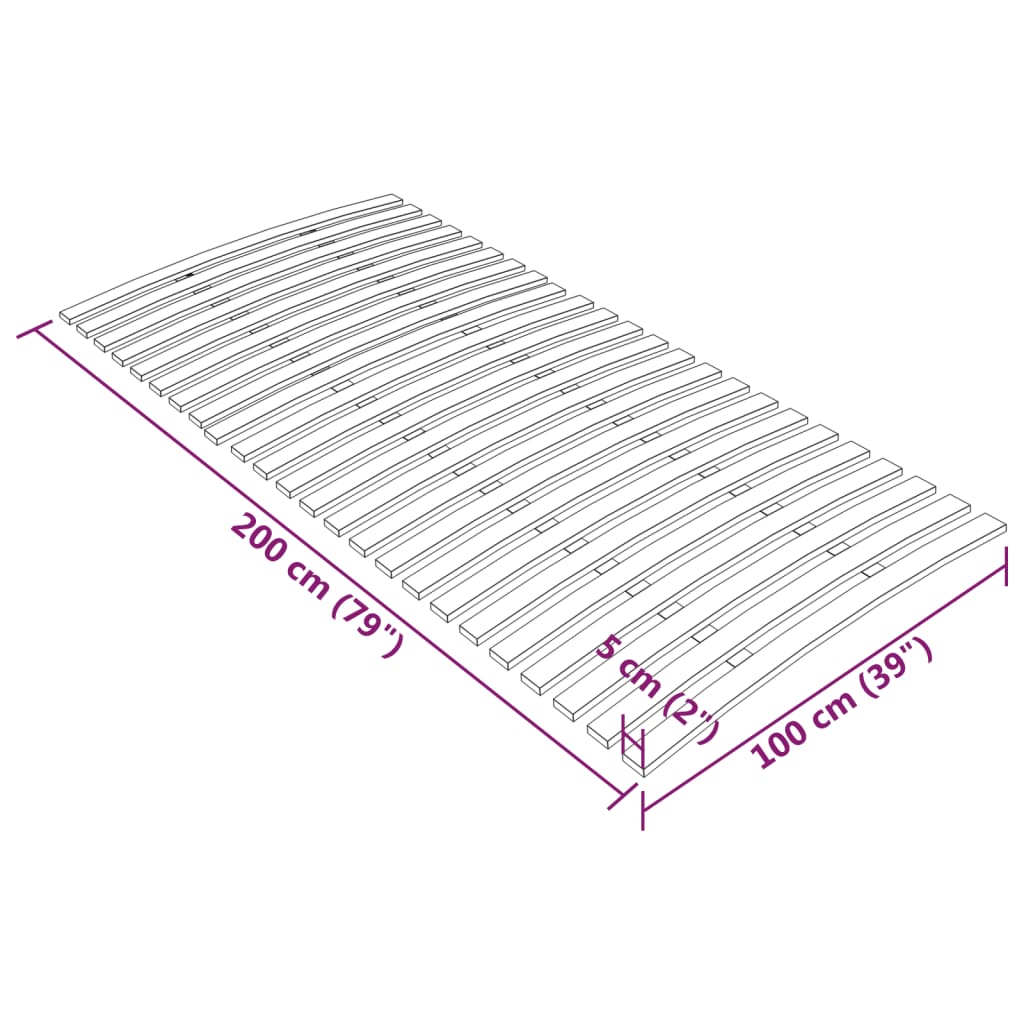 Bed Slats Replacement with 24 Slats 100x200 cm