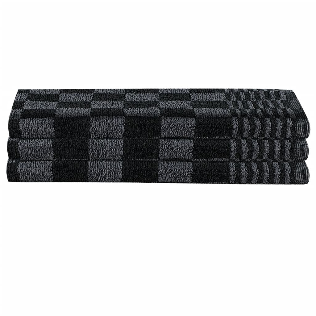 15 Piece Towel Set with Oven Gloves&Pot Holders Black Cotton