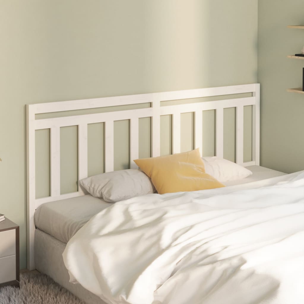 Bed Headboard White 206x4x100 cm Solid Wood Pine