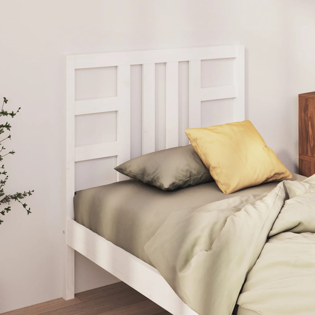 Bed Headboard White 106x4x100 cm Solid Wood Pine
