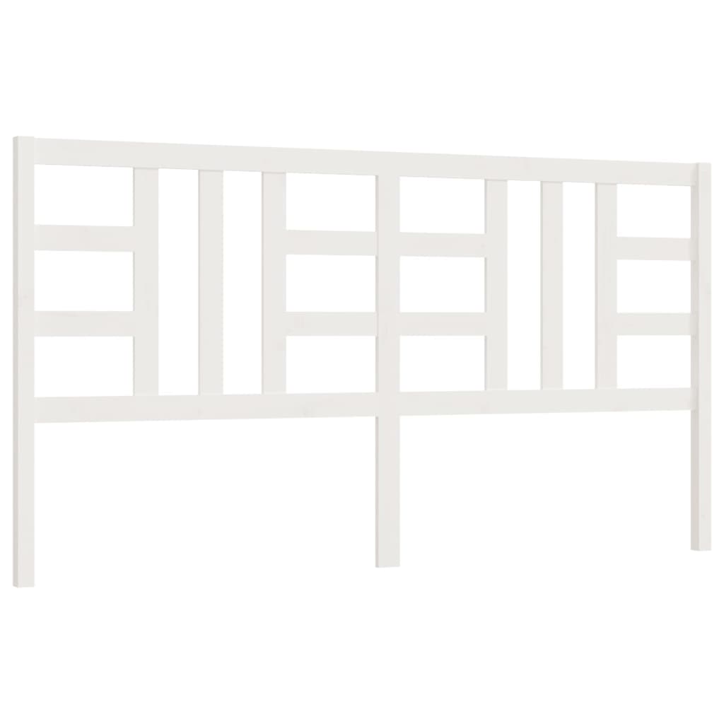 Bed Headboard White 206x4x100 cm Solid Wood Pine