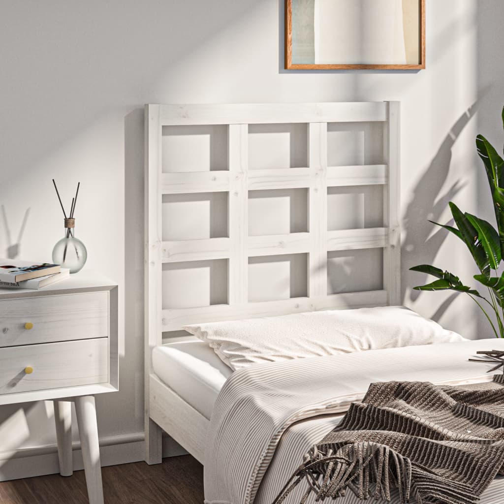 Bed Headboard White 80.5x4x100 cm Solid Wood Pine