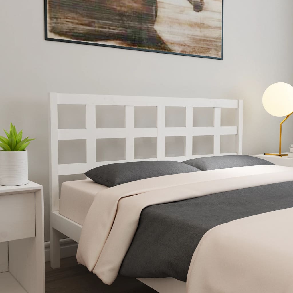 Bed Headboard White 145.5x4x100 cm Solid Wood Pine