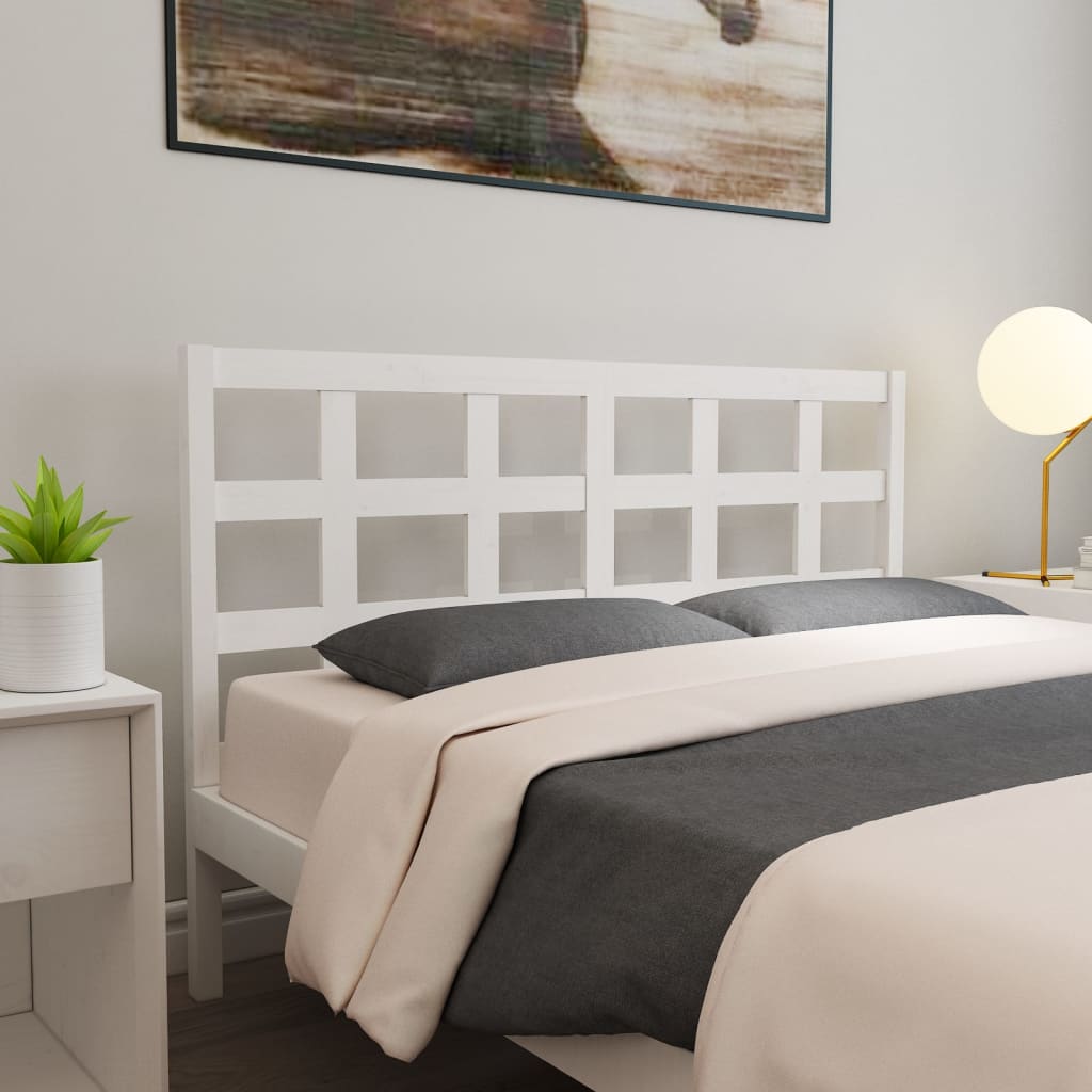 Bed Headboard White 165.5x4x100 cm Solid Wood Pine