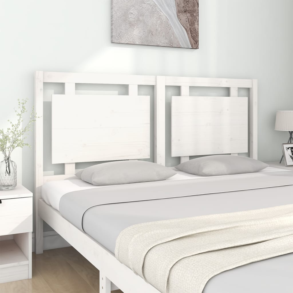 Bed Headboard White 155.5x4x100 cm Solid Pine Wood