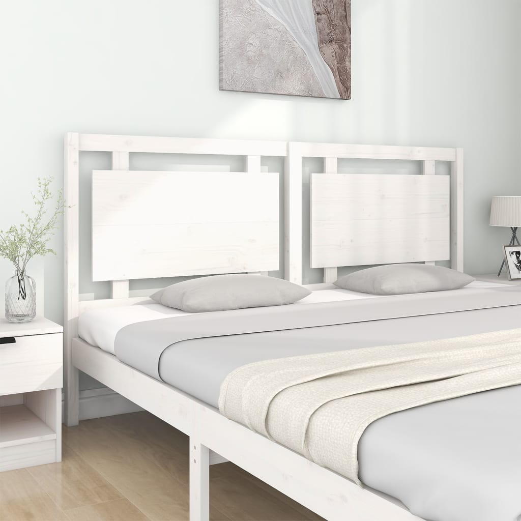 Bed Headboard White 185.5x4x100 cm Solid Pine Wood