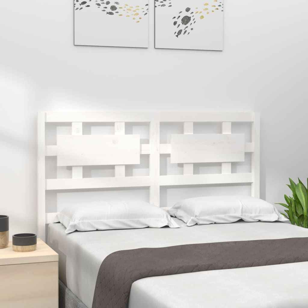 Bed Headboard White 205.5x4x100 cm Solid Wood Pine