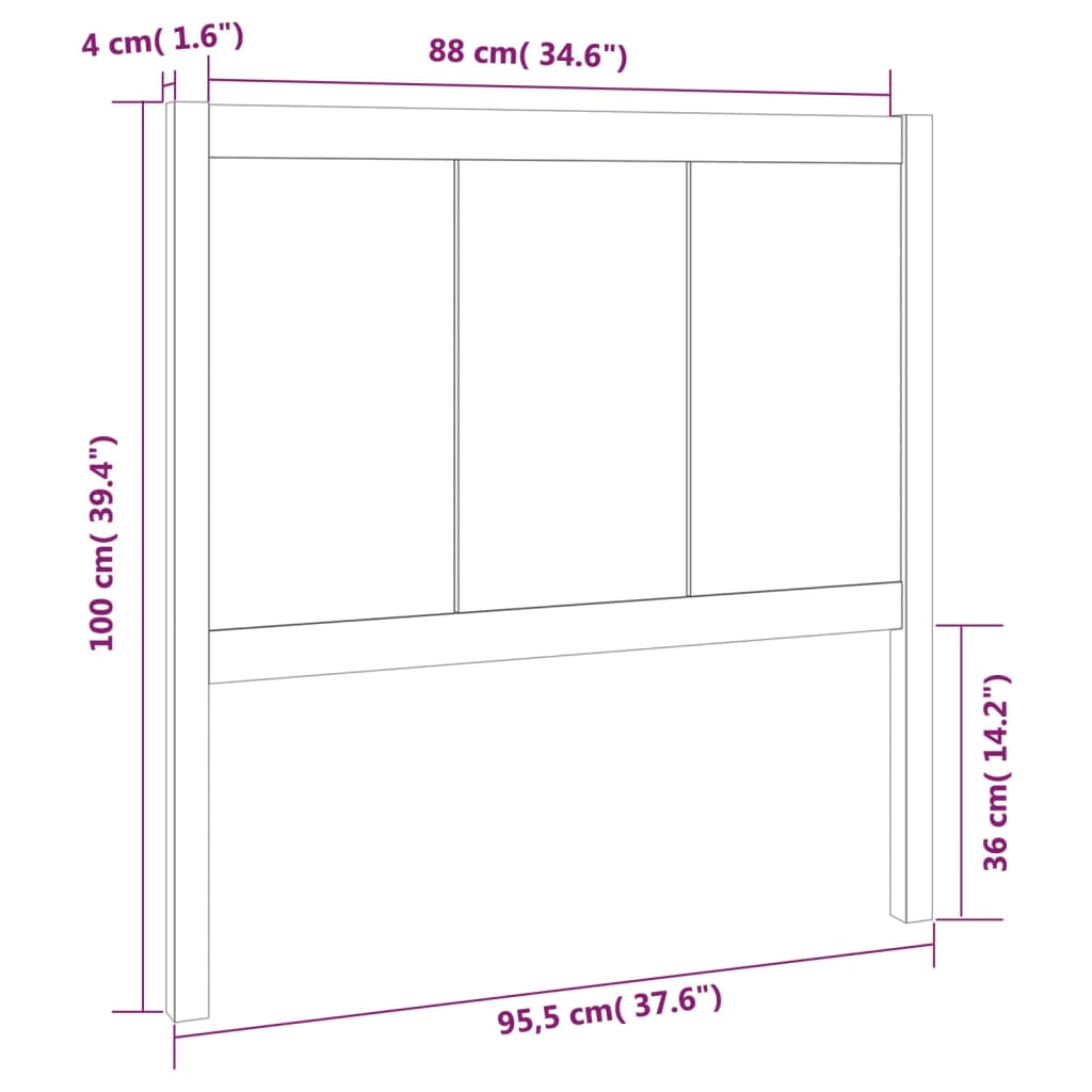 Bed Headboard Honey Brown 95.5x4x100 cm Solid Pine Wood
