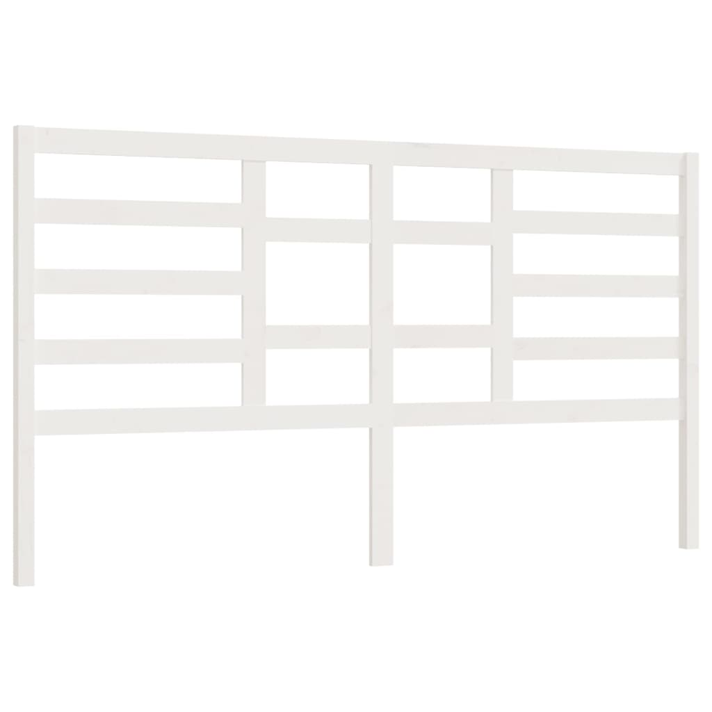 Bed Headboard White 206x4x104 cm Solid Wood Pine