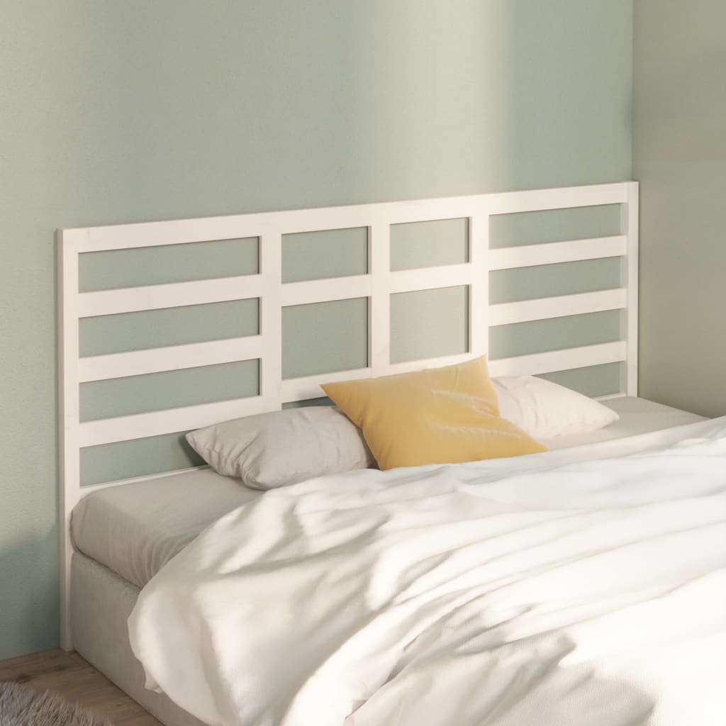 Bed Headboard White 206x4x104 cm Solid Wood Pine