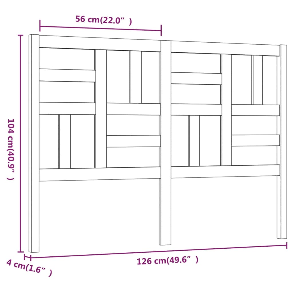 Bed Headboard White 126x4x104 cm Solid Wood Pine