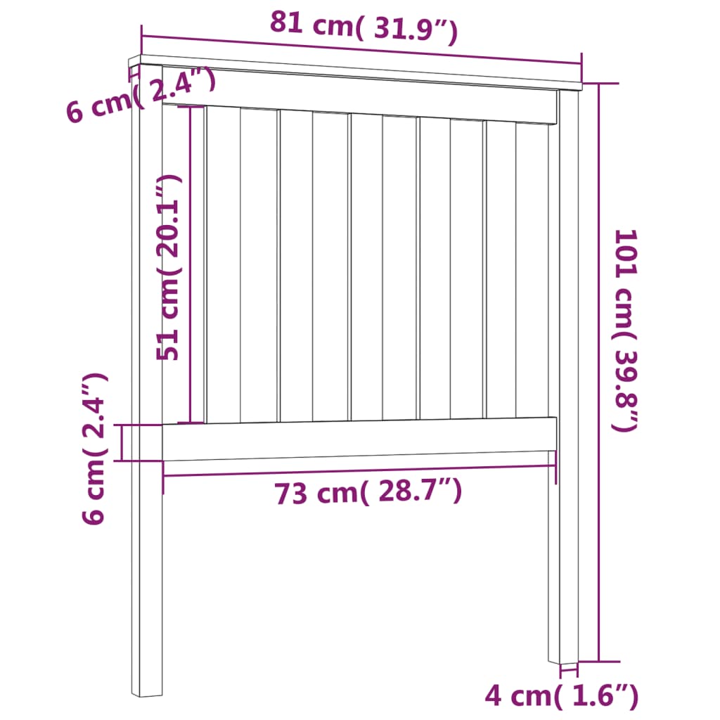 Bed Headboard White 81x6x101 cm Solid Wood Pine