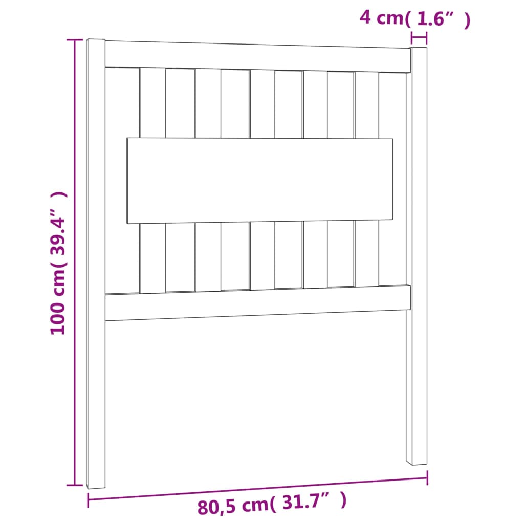 Bed Headboard White 80.5x4x100 cm Solid Wood Pine