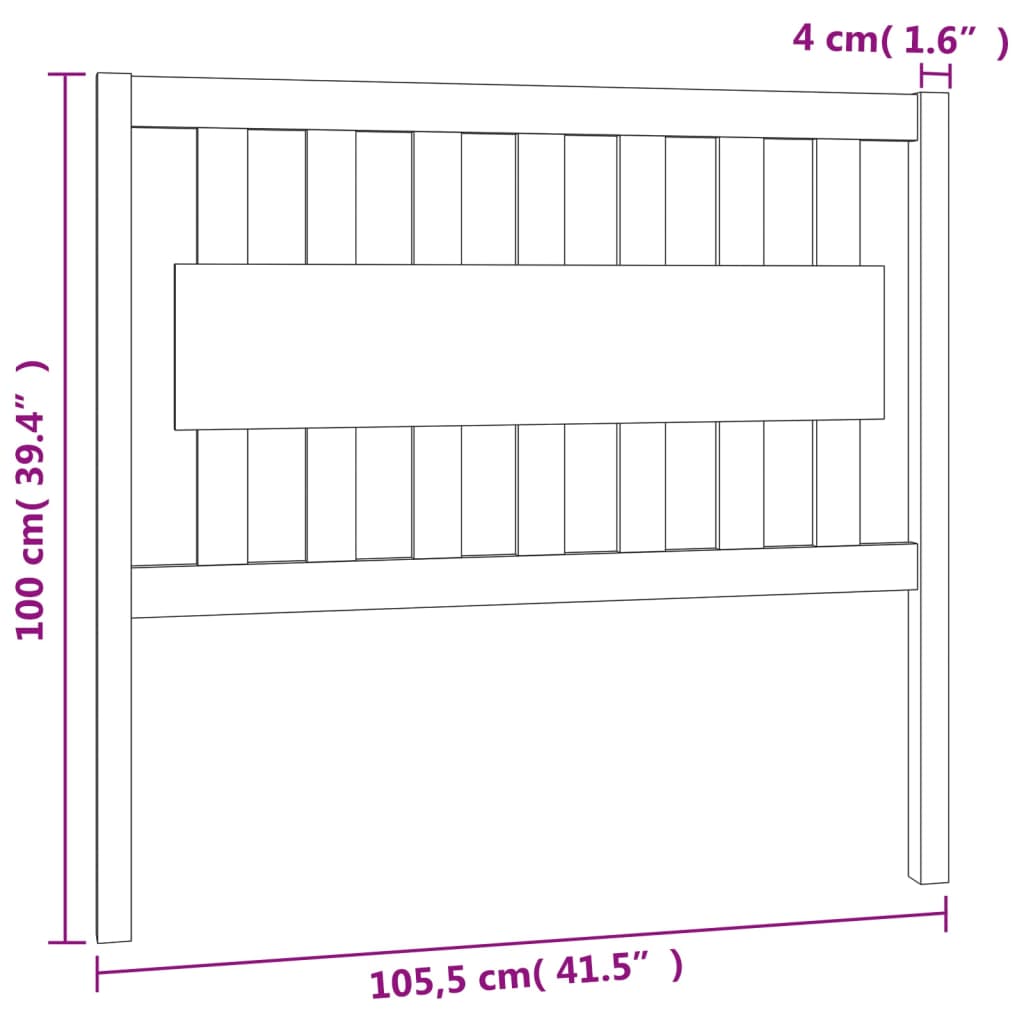 Bed Headboard White 105.5x4x100 cm Solid Wood Pine