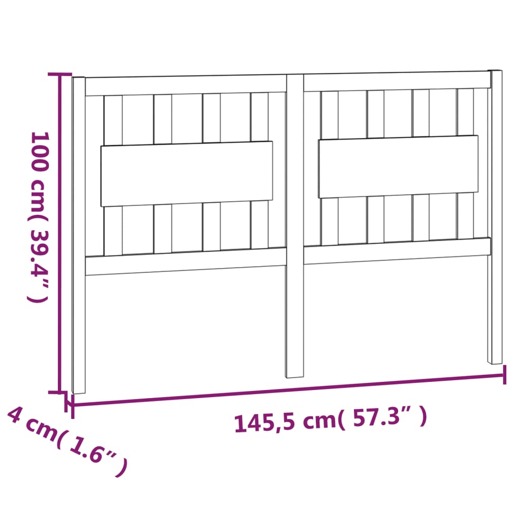 Bed Headboard White 145.5x4x100 cm Solid Wood Pine