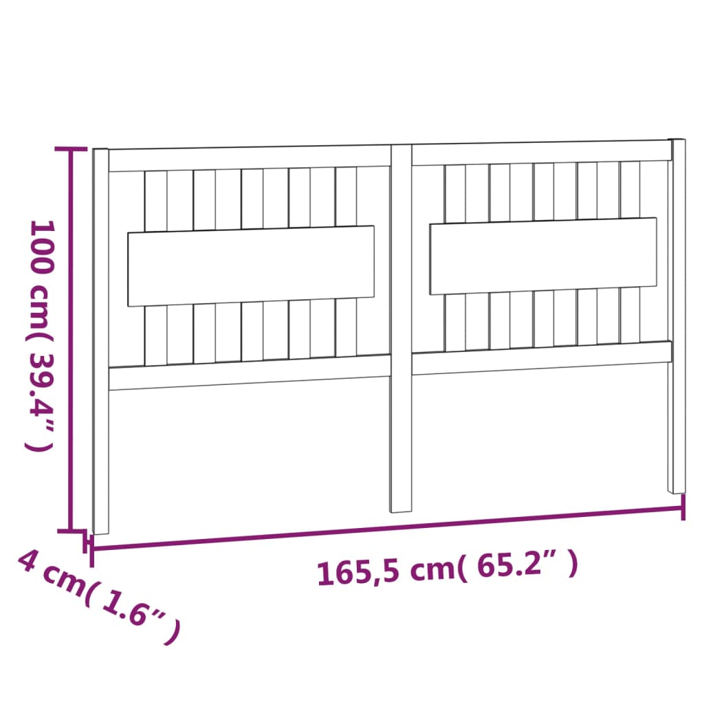 Bed Headboard White 165.5x4x100 cm Solid Wood Pine