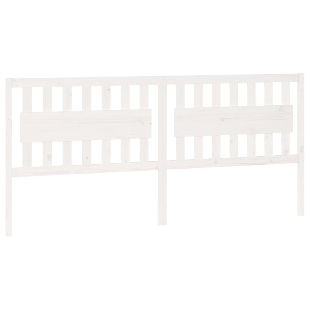 Bed Headboard White 205.5x4x100 cm Solid Wood Pine