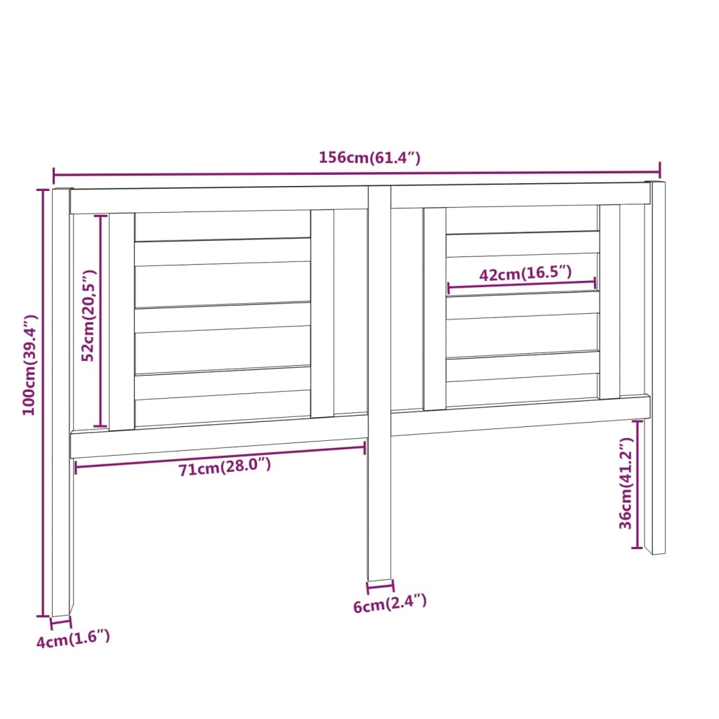 Bed Headboard White 156x4x100 cm Solid Pine Wood