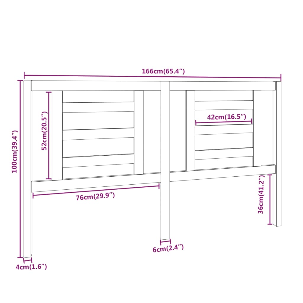 Bed Headboard White 166x4x100 cm Solid Pine Wood