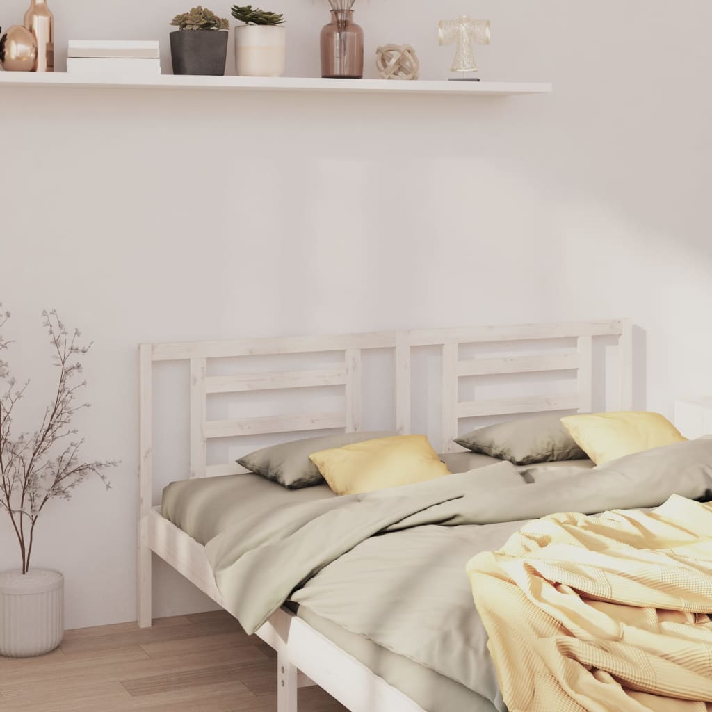 Bed Headboard White 206x4x100 cm Solid Pine Wood