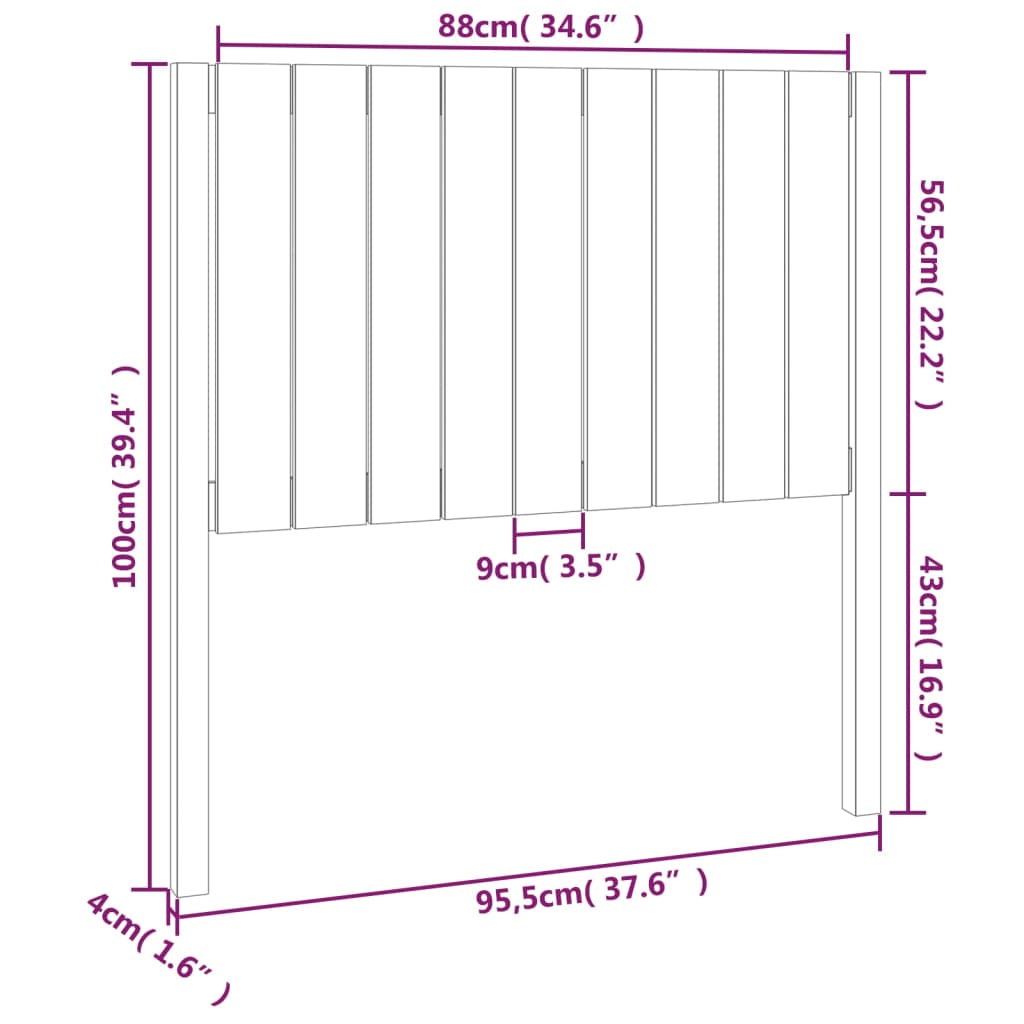 Bed Headboard Honey Brown 95.5x4x100 cm Solid Wood Pine