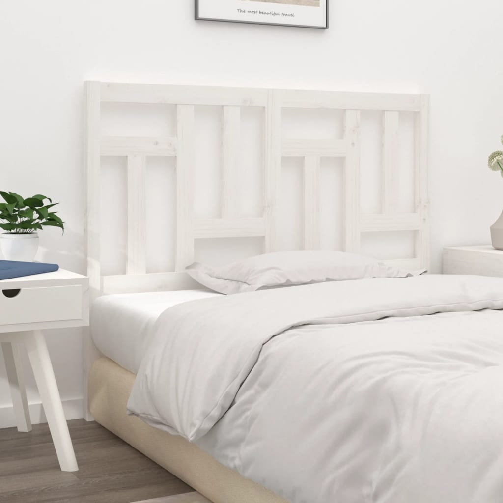 Bed Headboard White 205.5x4x100 cm Solid Wood Pine
