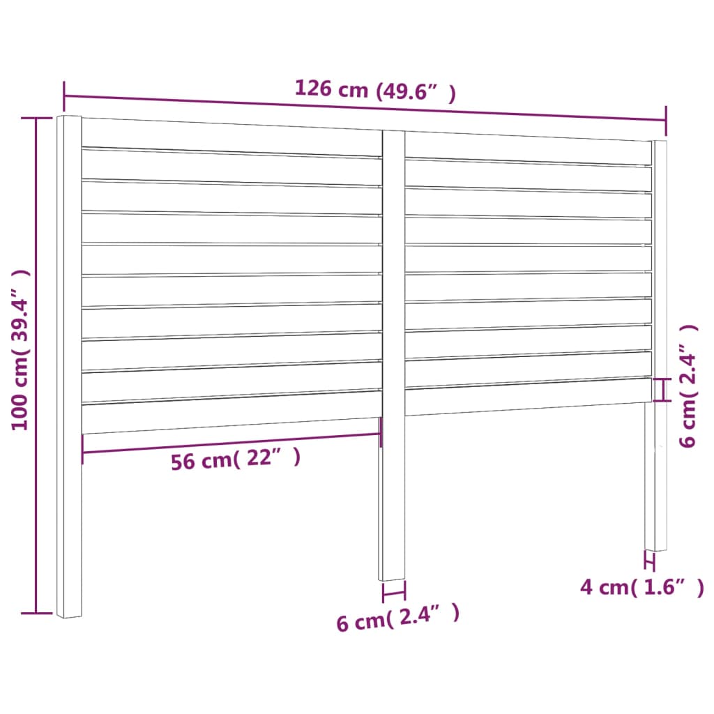 Bed Headboard White 126x4x100 cm Solid Wood Pine