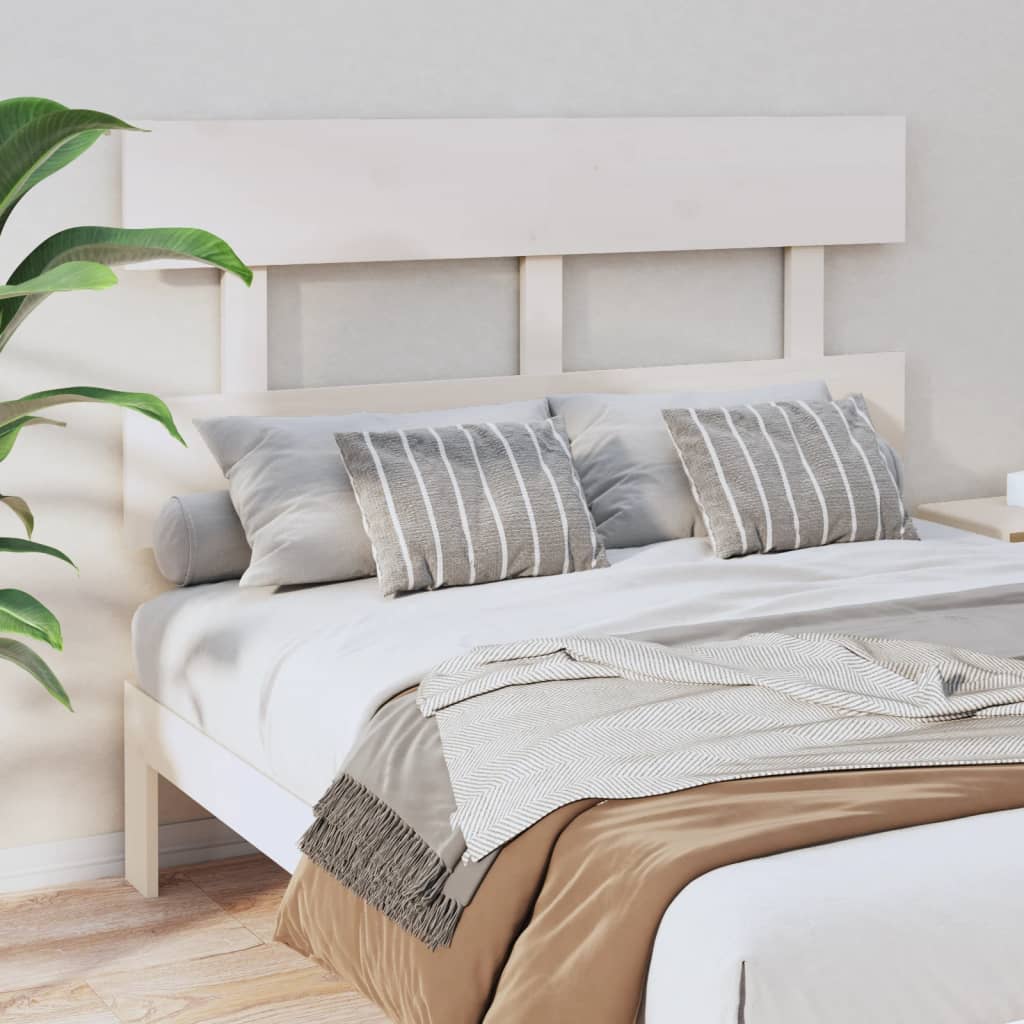 Bed Headboard White 124x3x81 cm Solid Wood Pine