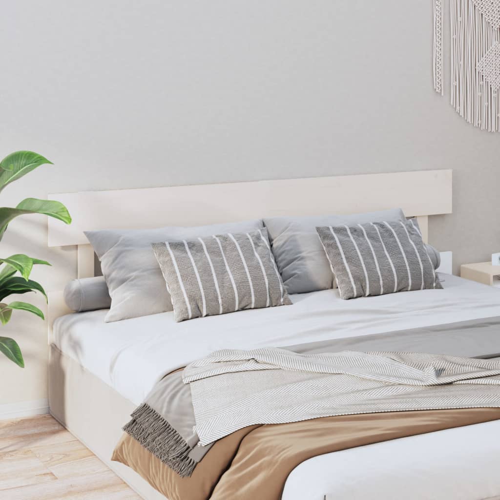 Bed Headboard White 204x3x81 cm Solid Wood Pine