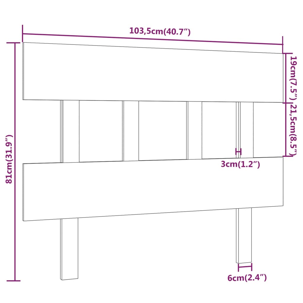 Bed Headboard White 103.5x3x81 cm Solid Wood Pine