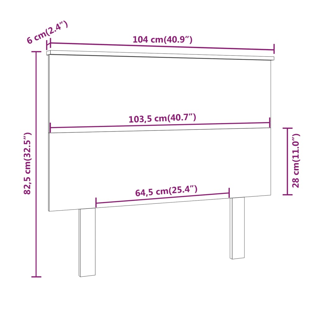 Bed Headboard White 104x6x82.5 cm Solid Wood Pine