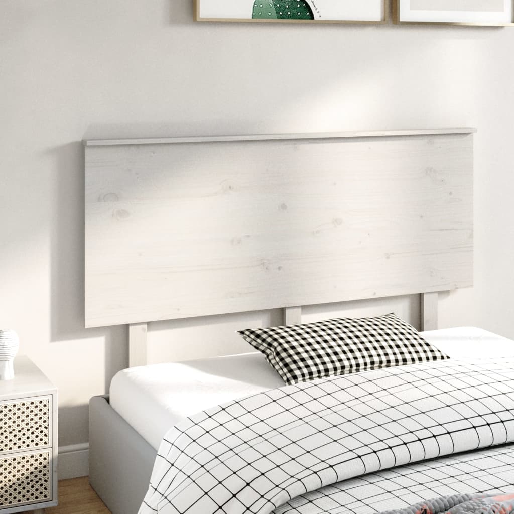 Bed Headboard White 144x6x82.5 cm Solid Wood Pine