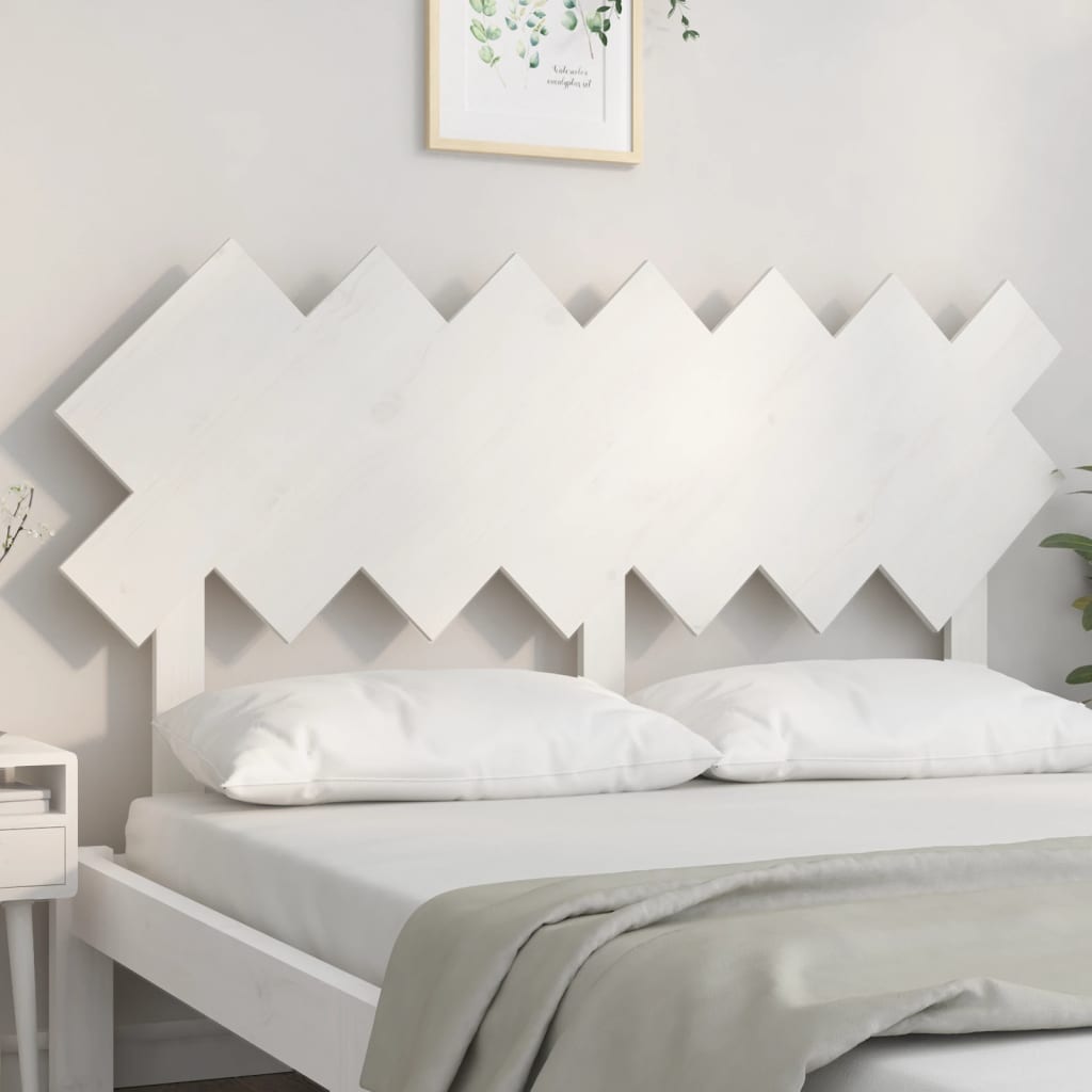 Bed Headboard White 141x3x80.5 cm Solid Wood Pine