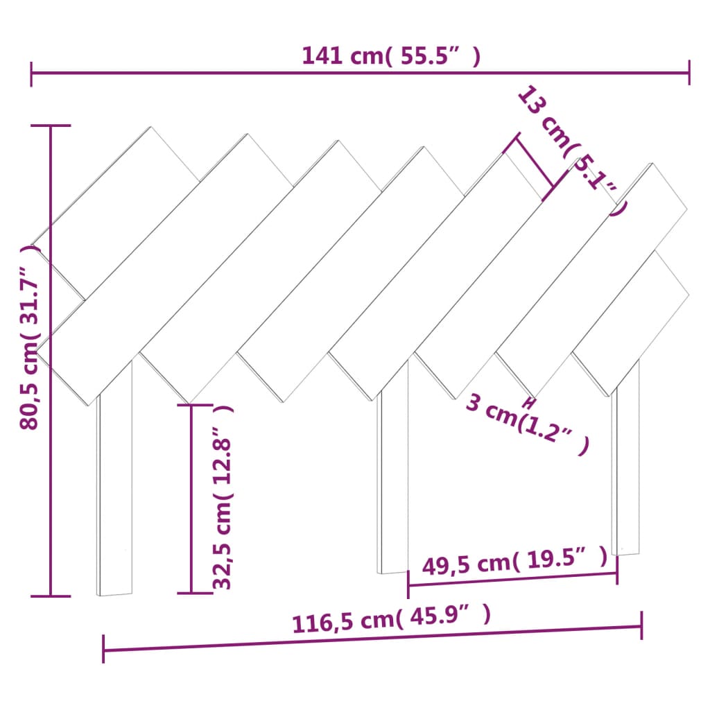 Bed Headboard White 141x3x80.5 cm Solid Wood Pine