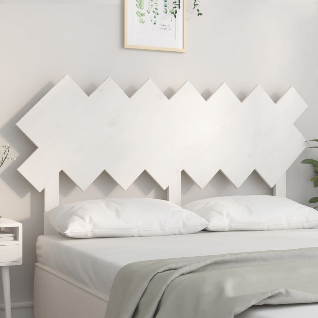 Bed Headboard White 141x3x80.5 cm Solid Wood Pine