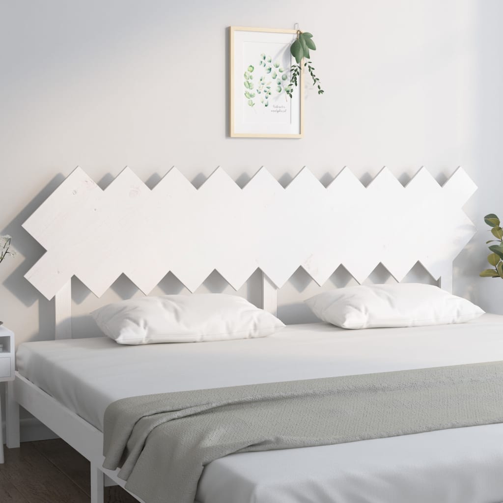 Bed Headboard White 196x3x80.5 cm Solid Wood Pine