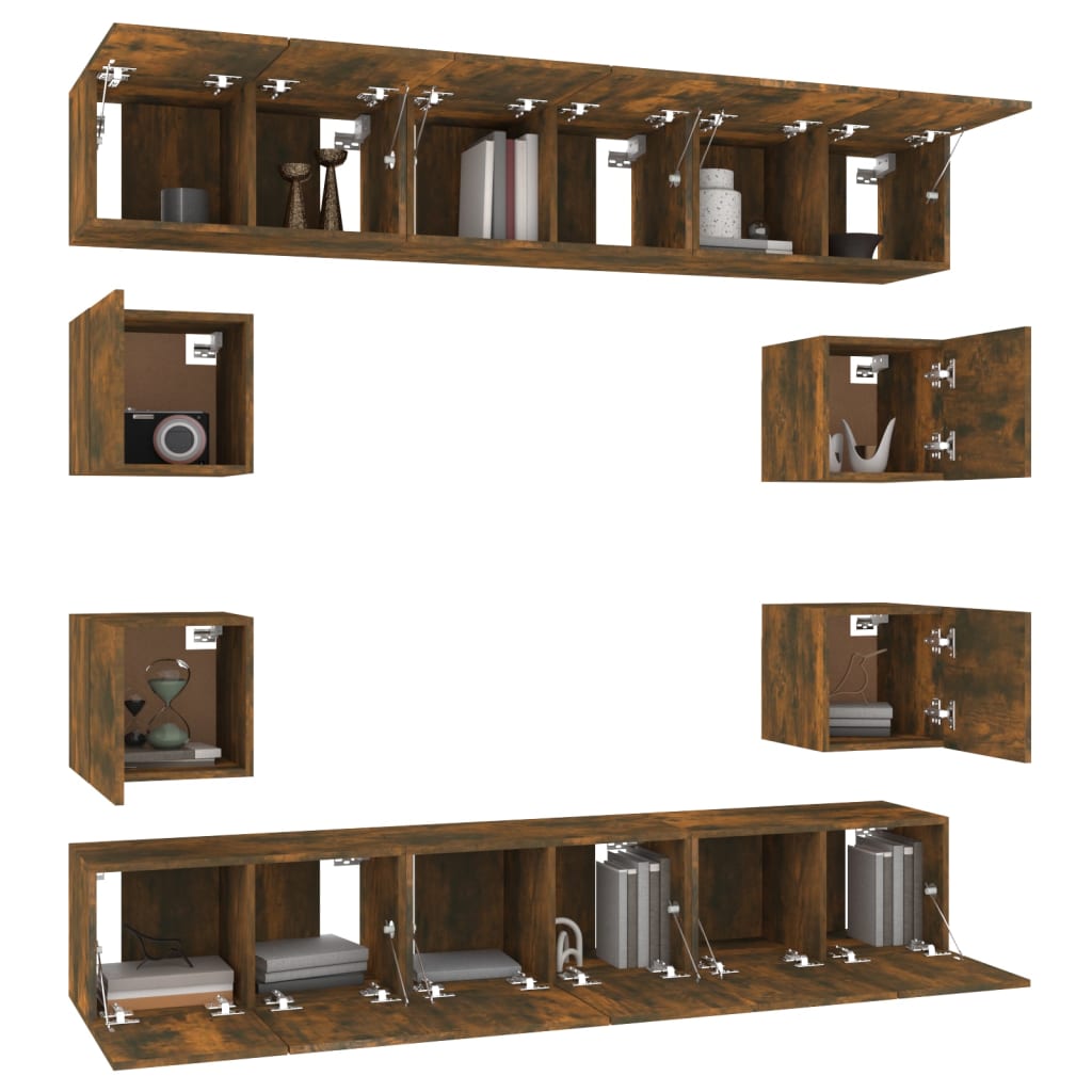 10 Piece TV Cabinet Set Smoked Oak Engineered Wood
