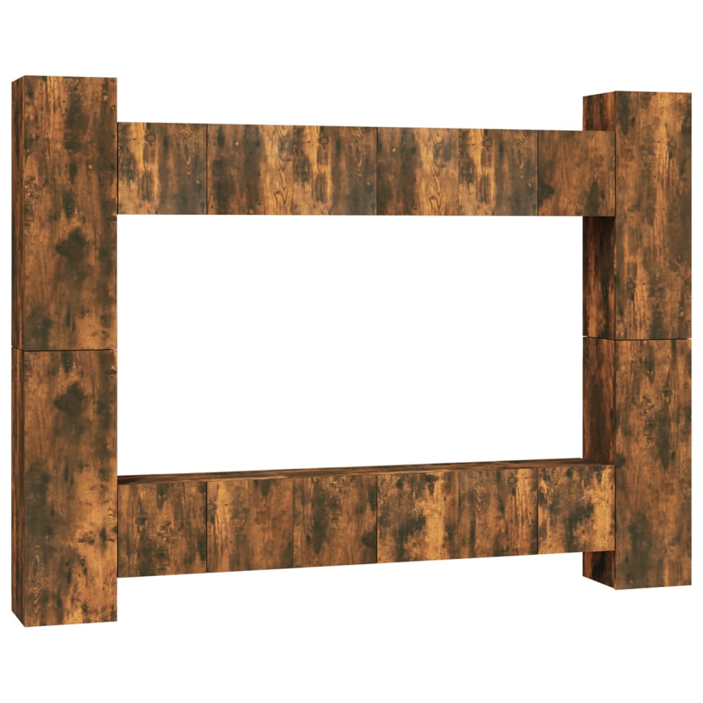 10 Piece TV Cabinet Set Smoked Oak Engineered Wood