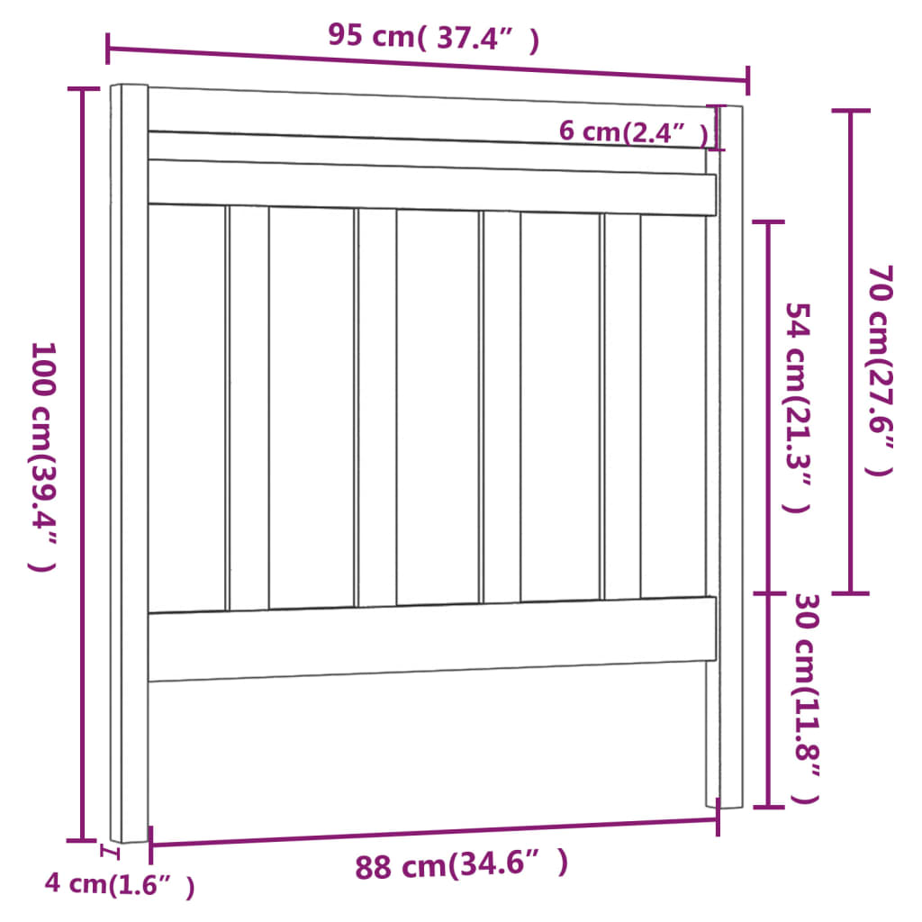 Bed Headboard Honey Brown 95x4x100 cm Solid Wood Pine