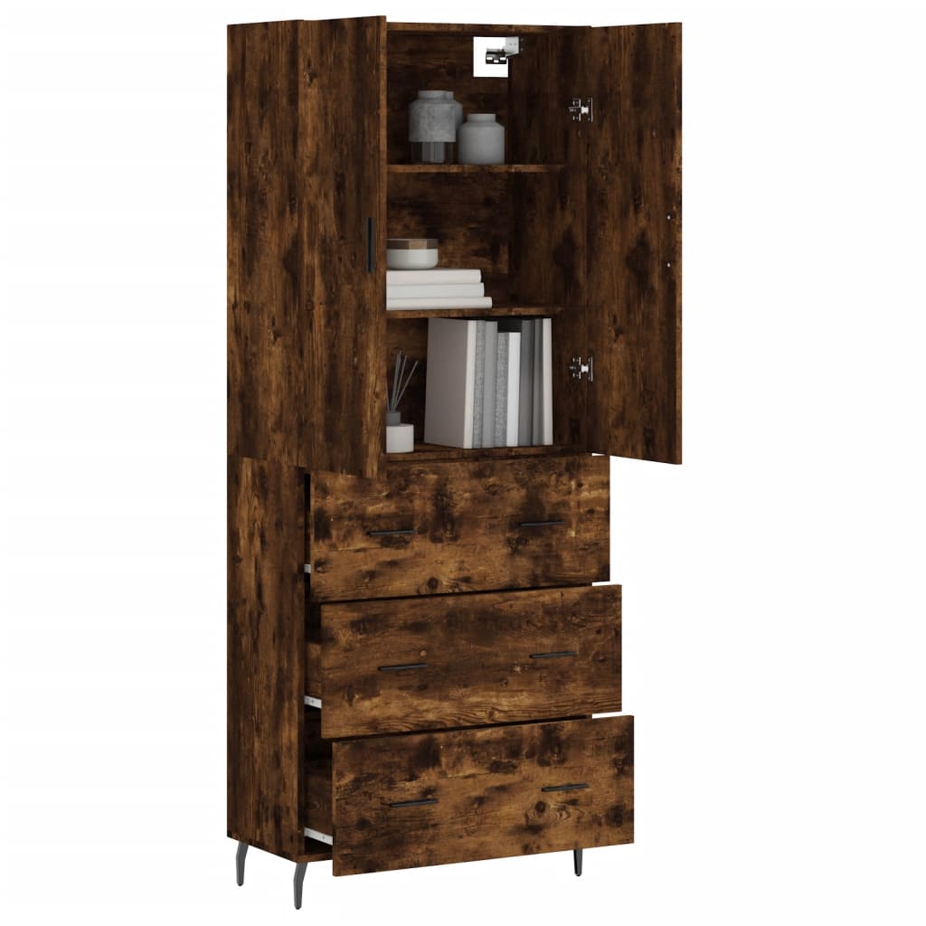 Highboard Smoked Oak 69.5x34x180 cm Engineered Wood