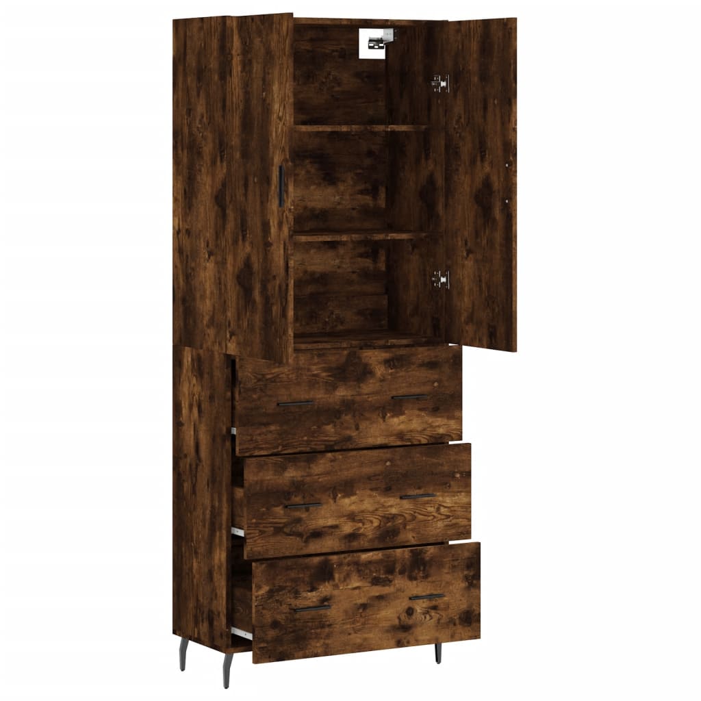 Highboard Smoked Oak 69.5x34x180 cm Engineered Wood