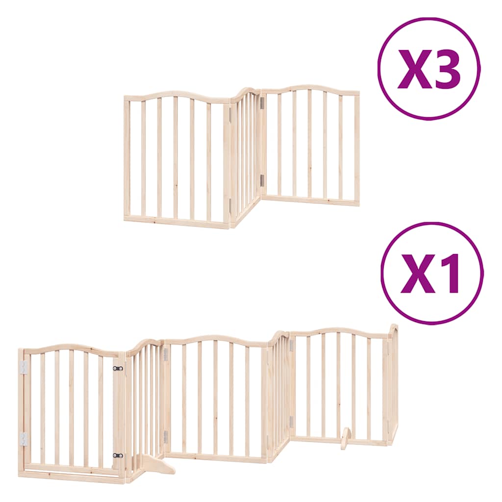 Dog Gate with Door Foldable 15 Panels 750 cm Poplar Wood