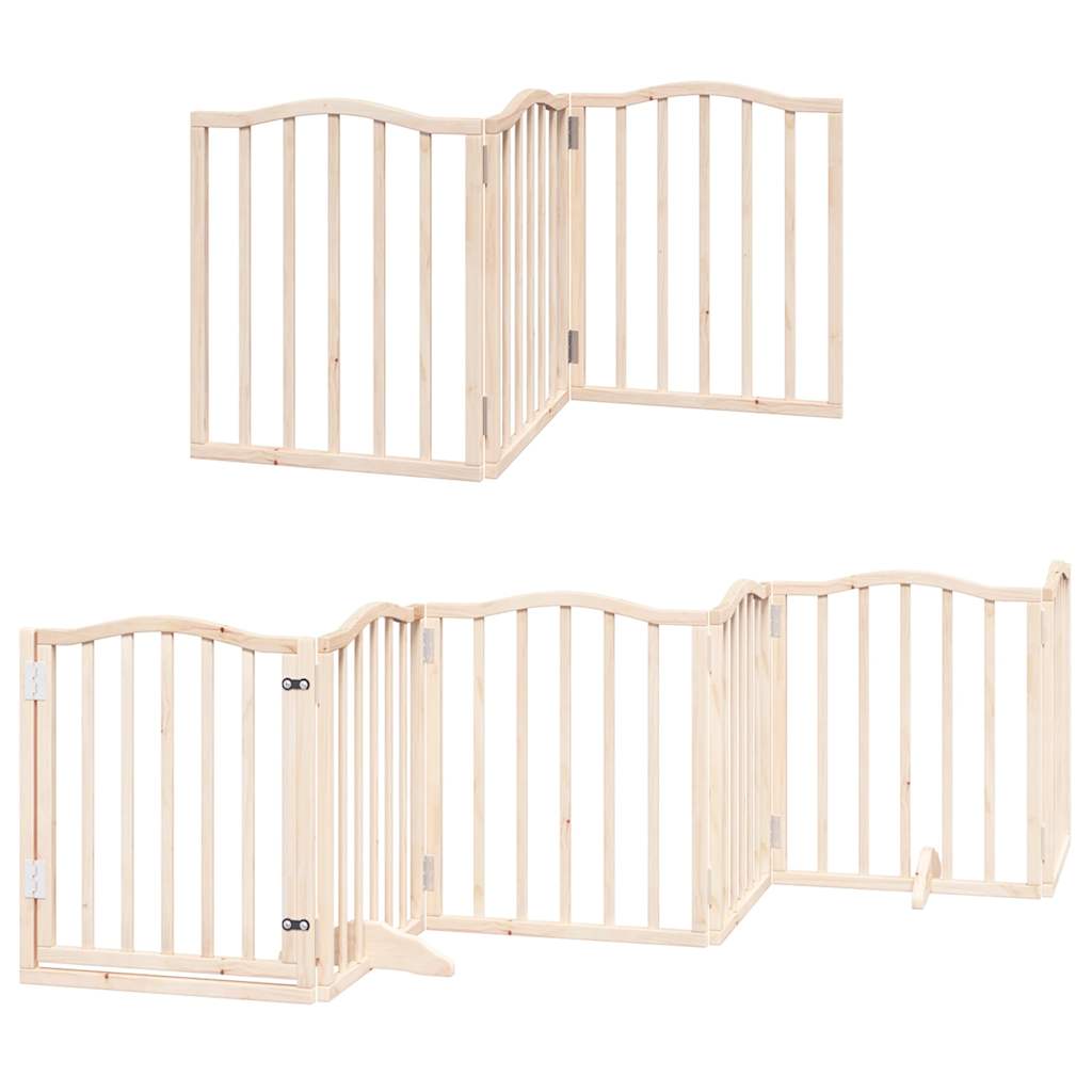 Dog Gate with Door Foldable 15 Panels 750 cm Poplar Wood